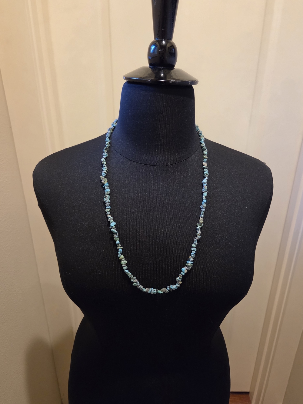30" Blue Turquoise Chip Bead Necklace - Natural Stone Strand